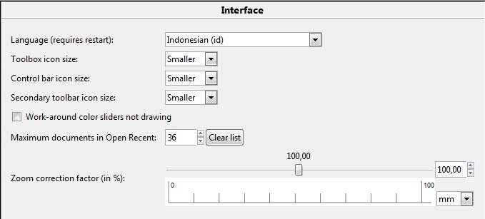 Inkscape Interface Preference Inkscape Interface Preference