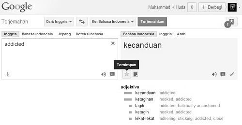 ketik kata dan klik tombol bintang