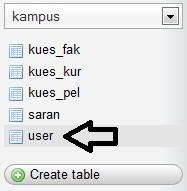 Tabel database kampus