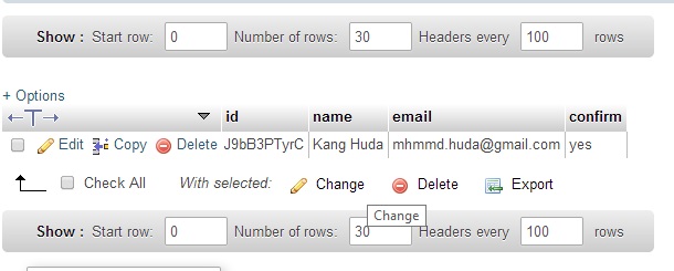 Cek konfirmasi di database