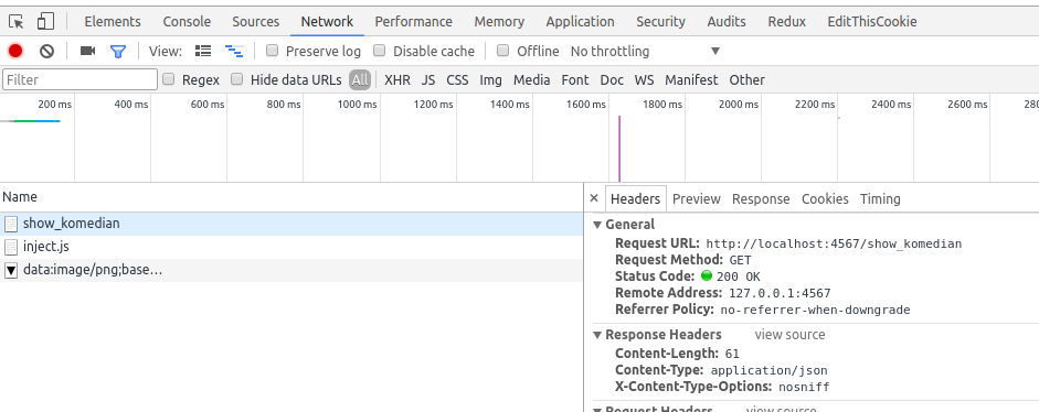 Inspect Element JSON Content-Type