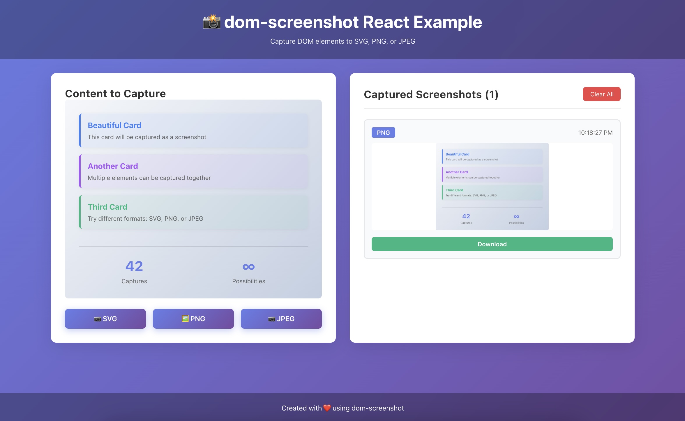 Dom Screenshot NPM Package