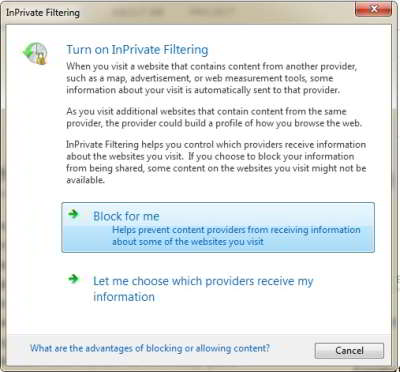 fitur inPrivate Filtering