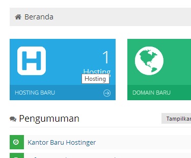 Dashboard IdHostinger Baru