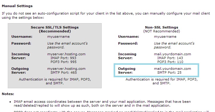 Port SMTP cPanel Hosting
