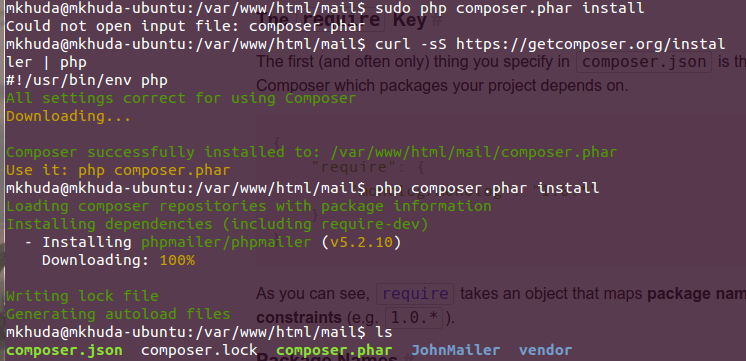 PHPMailer Composer Menggunakan Ubuntu