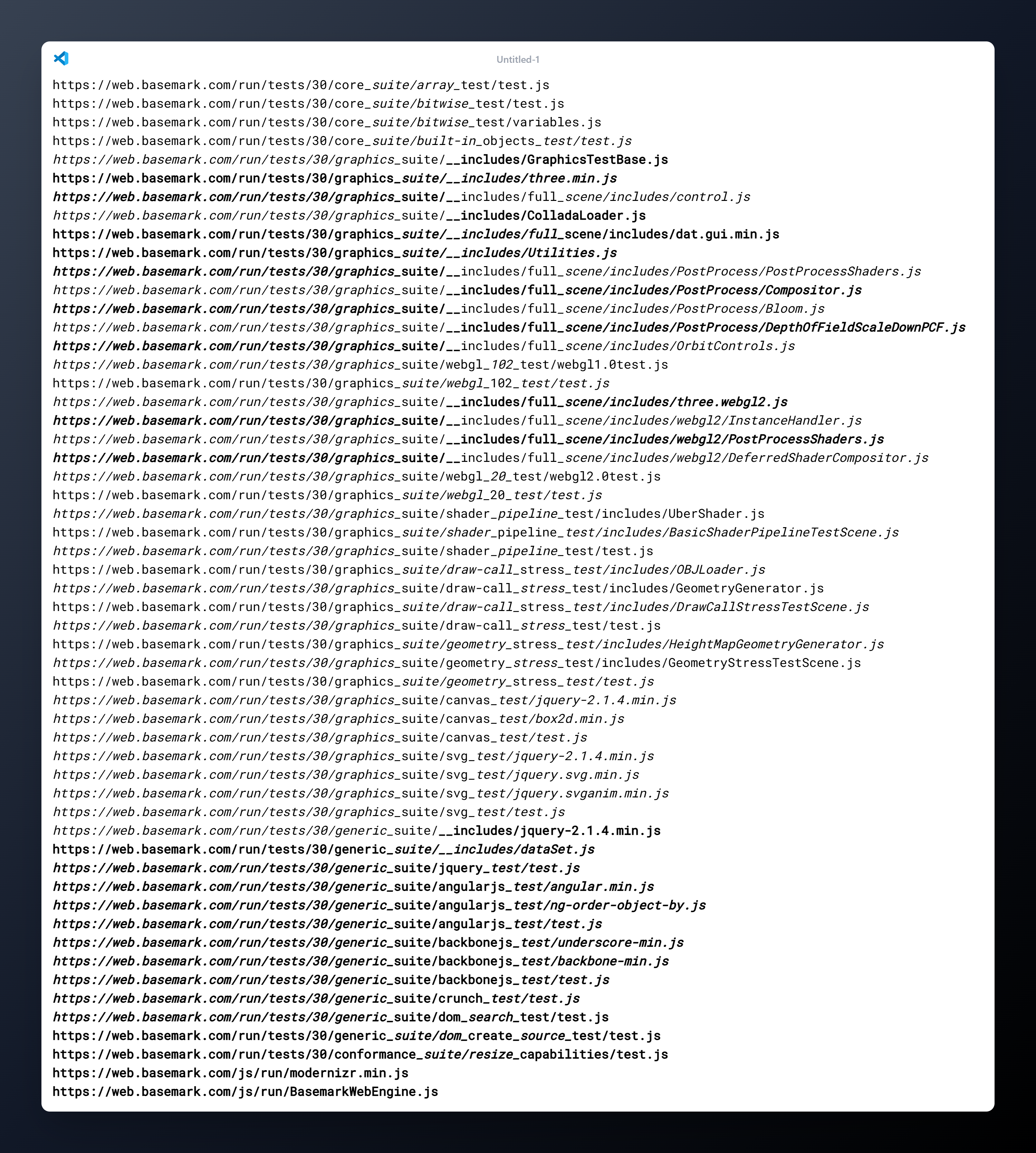 Daftar file JS Basemark